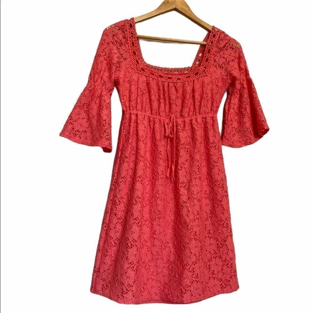 Laundry by Shelli Segal Coral Lace Overlay DressXS